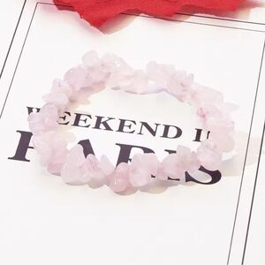 Bracelet And Earrings Set - Rose Quartz Natural Healing Stone